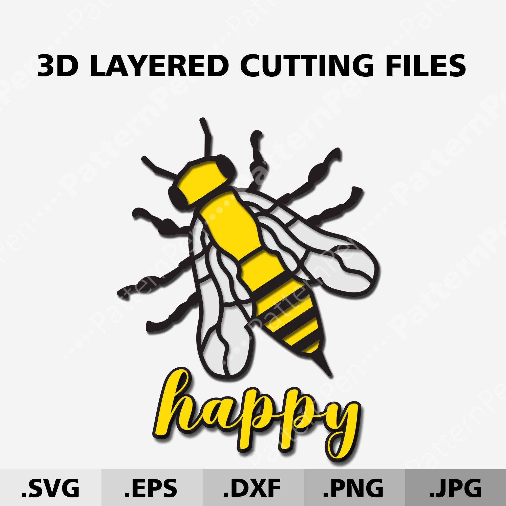 Download 3d Layered Bee Svg Files For Cricut Silhouette 3d Honey Bee Etsy