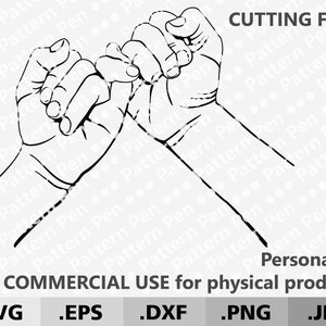Pinky Promise SVG EPS DXF Datei für Schneidemaschine Cricut/Silhouette. Pinky Swear Svg. Line Art Hände Halten digital svg. Valentinstag svg