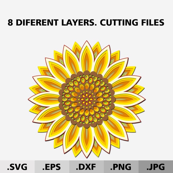 Download 3d Mandala Sunflower Svg Files For Cricut Flower Svg Layered Etsy