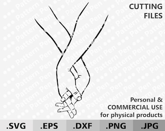 Holding hands line art SVG. Love hands. Valentines day gift SVG. Couple holding hands minimalist digital files for cutting Cricut/Silhouette