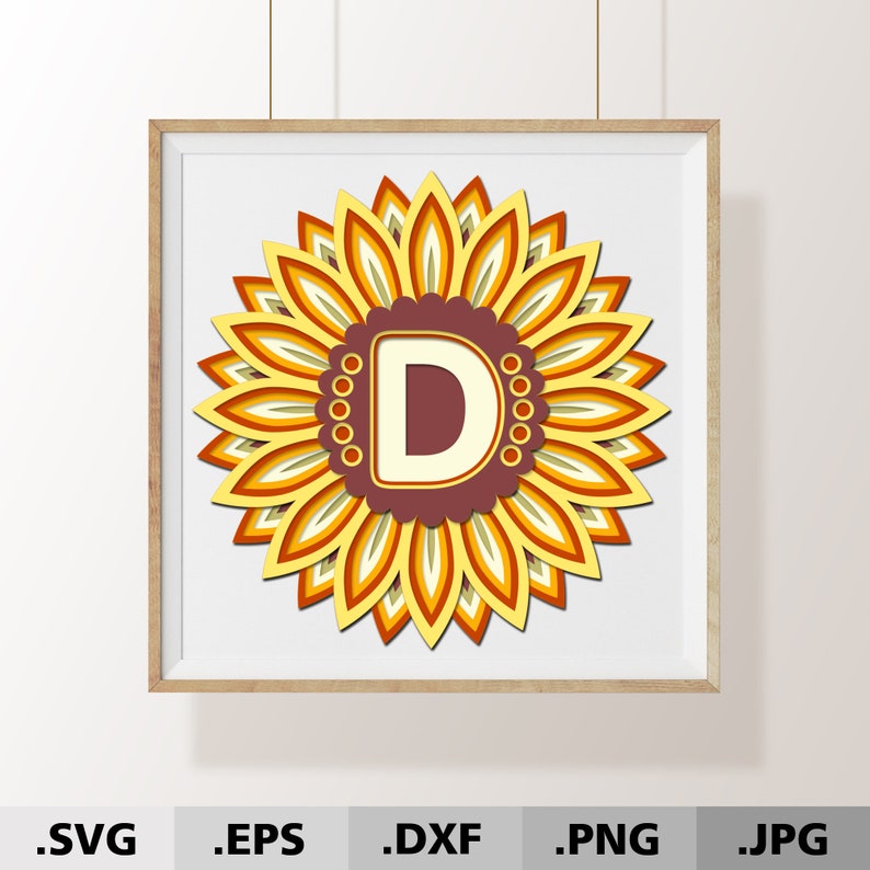 Download 3D Mandala Sunflower SVG. Letter D Mandala Monogram ...