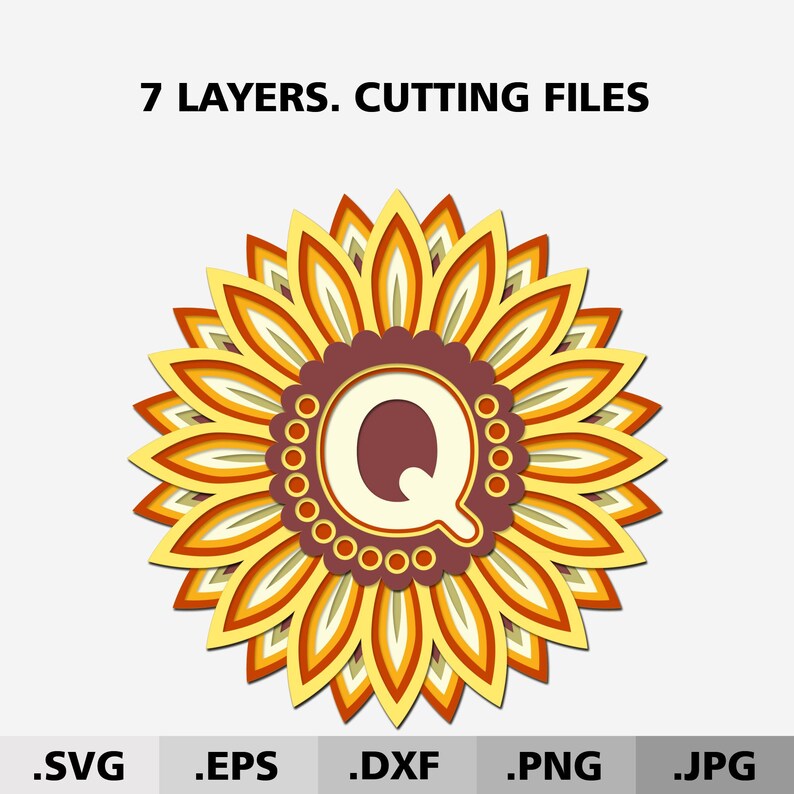 Download Layered Letter Q SVG files for cricut. 3d mandala svg. | Etsy