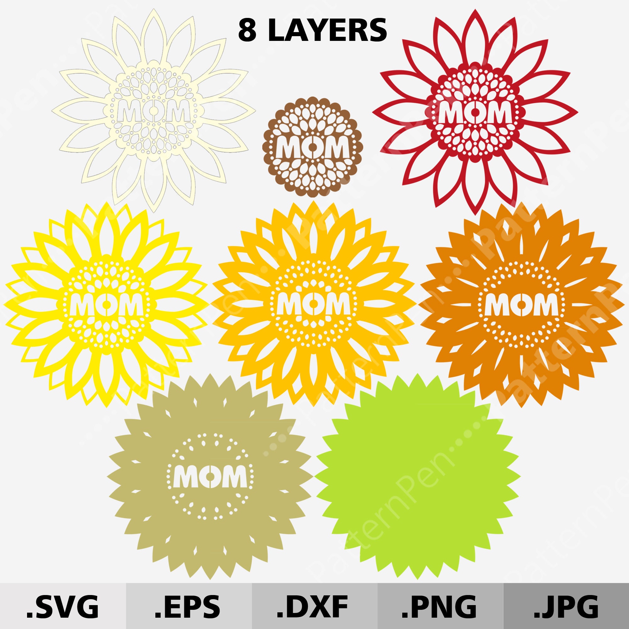 Download 3d Mandala Bundle SVG files for cricut. Layered Sunflower Mom | Etsy