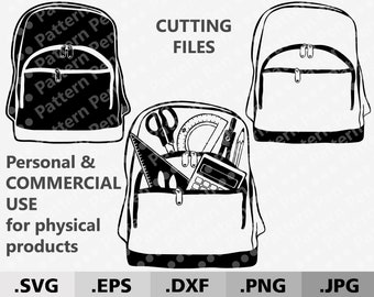 School backpack bag SVG. Bookbag back to school SVG outline cutting digital file for Cricut/Silhouette. Knapsack svg. Teacher svg