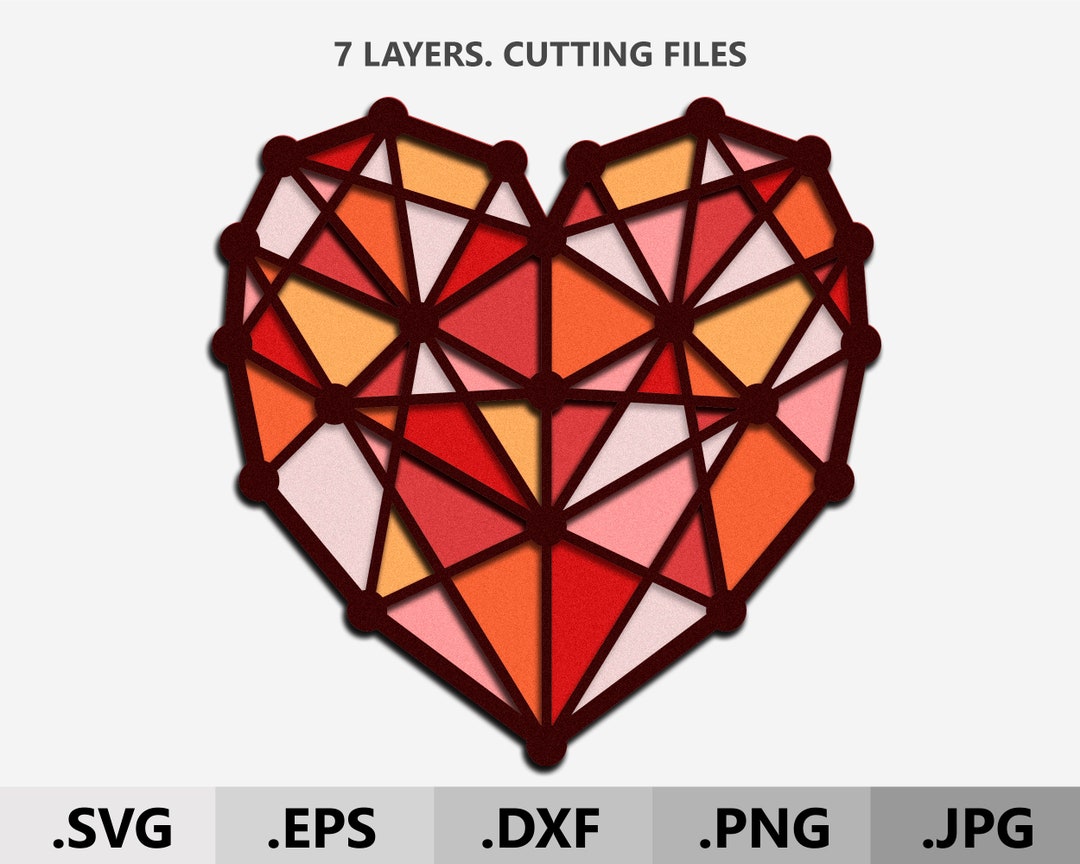 3d Heart SVG. Multilayer Love Shadow Box Svg. Valentine's Day Gift Svg ...
