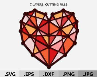 Cuore 3d SVG. Scatola ombra multistrato amore svg. Regalo di San Valentino svg fai da te. File digitali SVG mandala a strati per il taglio Cricut/Silhouette