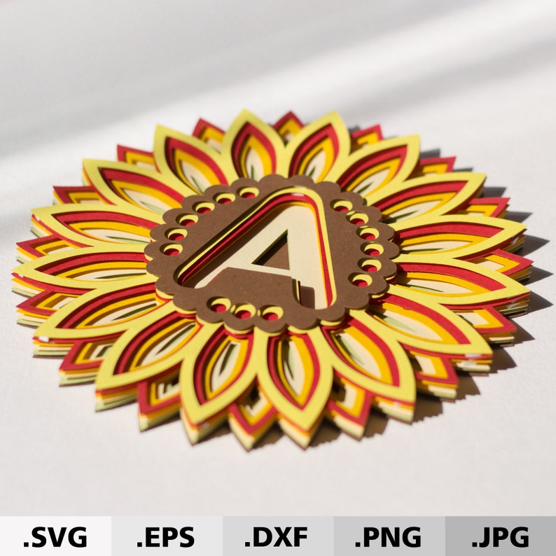 Download 3d Mandala Letter A. 3D Alphabet Sunflower SVG files for ...
