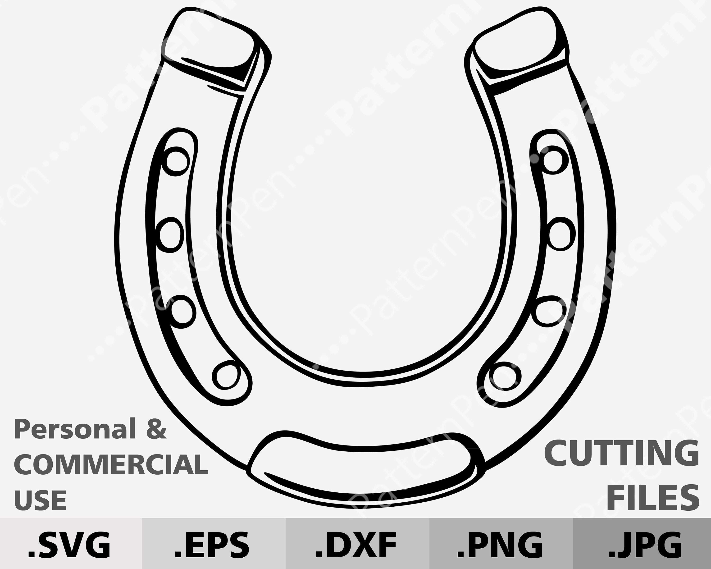 Patrick day Horseshoe Outline SVG. Horse Shoe hand drawn Cowboy Western SVG  digital files for cutting Cricut. Decal, stencil, vinyl, iron on