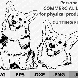 Corgi dog bundle SVG. Welsh Corgi Pet SVG cyfrowe pliki wektorowe do pobrania do cięcia Cricut Silhouette. Dog body dog face SVG dxf. Plik do cięcia