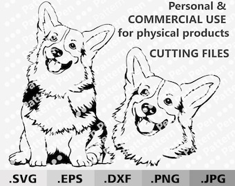 Corgi dog bundle SVG. Welsh Corgi Pet SVG digital vector download files for cutting Cricut Silhouette. Dog body dog face SVG dxf. Cut file