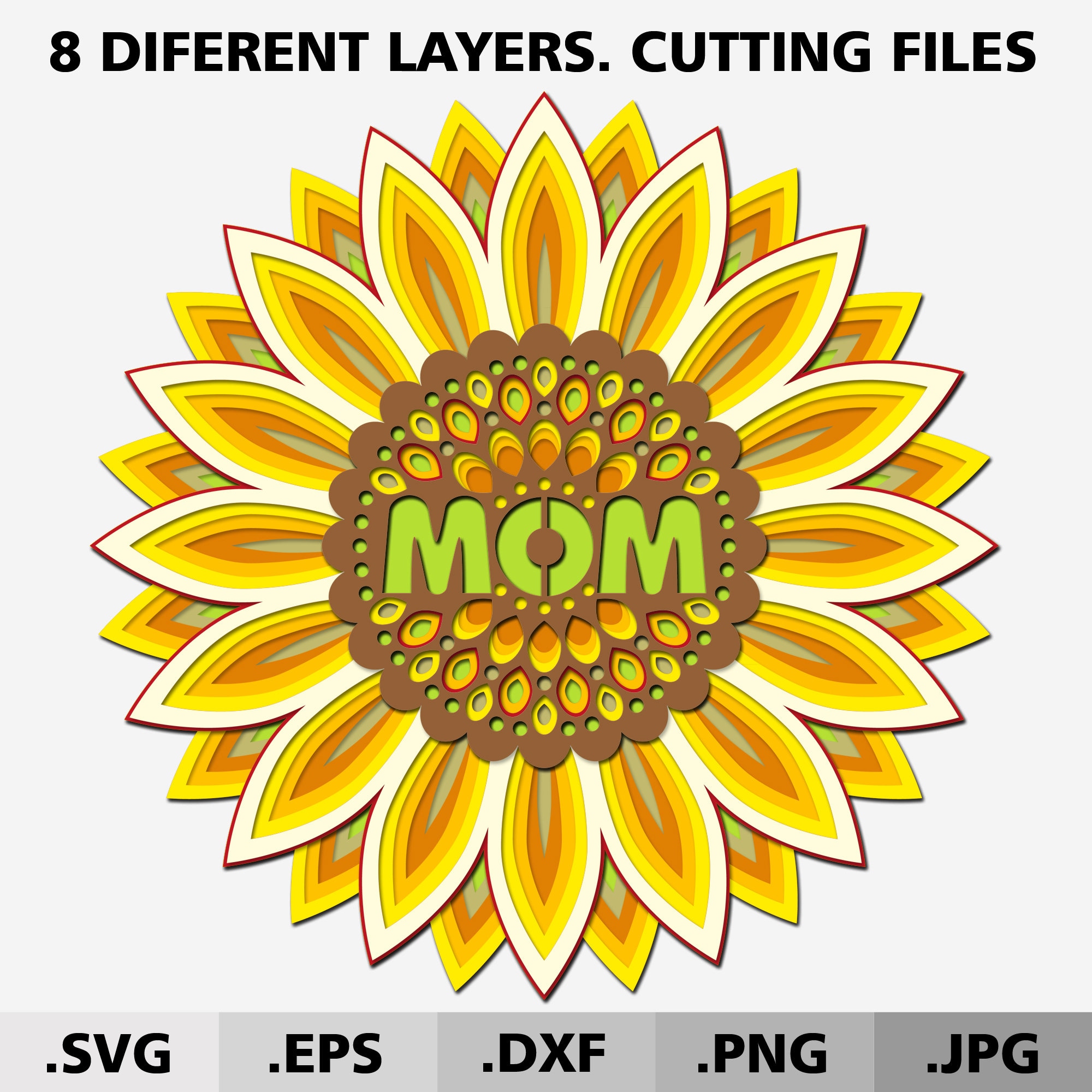 Download 3d Mandala Bundle SVG files for cricut. Layered Sunflower ...