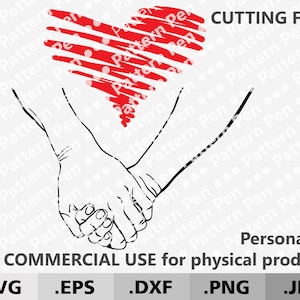 Valentines Day SVG. Holding hands with heart SVG. Be mine SVG. Couple hands Svg digital files for cutting Cricut. Love svg. Minimalist svg