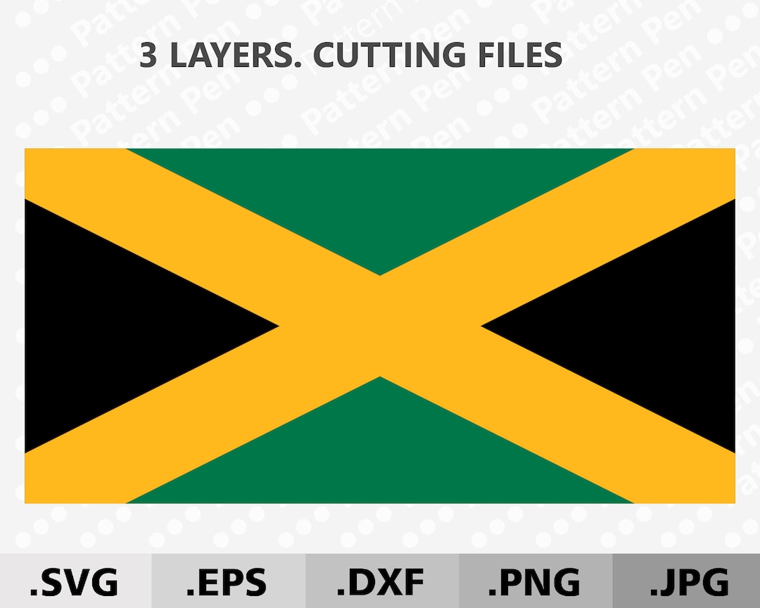3D Layered Jamaican Flag SVG Files for Cricut. Digital Download Files