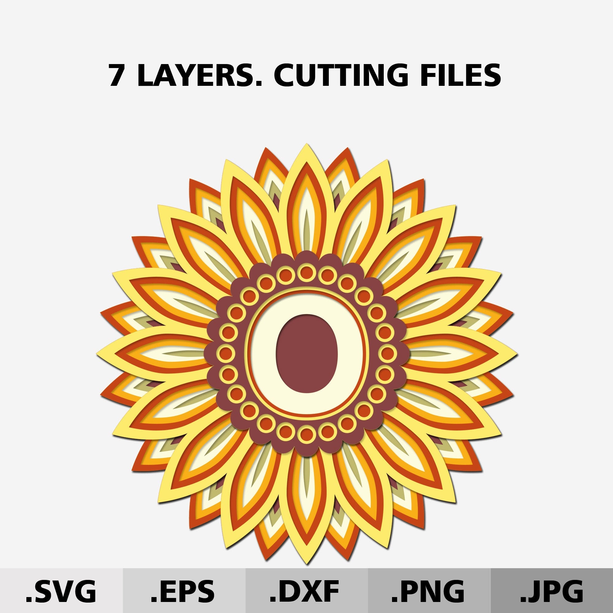 Download 3d Mandala Svg Letter O 3d Alphabet Sunflower Svg Files For Etsy