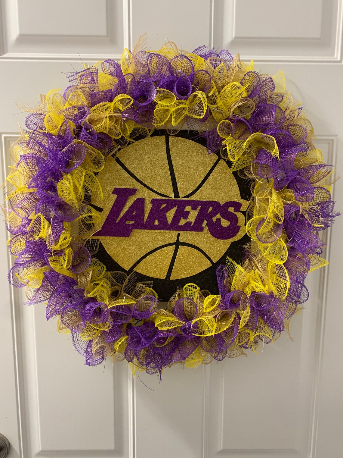 18' LA Lakers LED light wreath. Great gift for Lakers fan. | Etsy