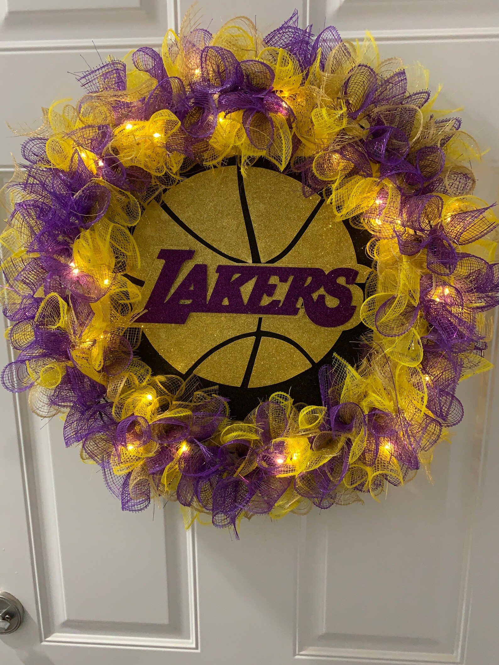 18' LA Lakers LED light wreath. Great gift for Lakers fan. | Etsy