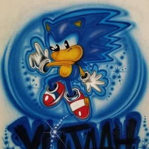 Personalized Custom Airbrushed Sonic Shirt size 2T Adult 5XL - Etsy