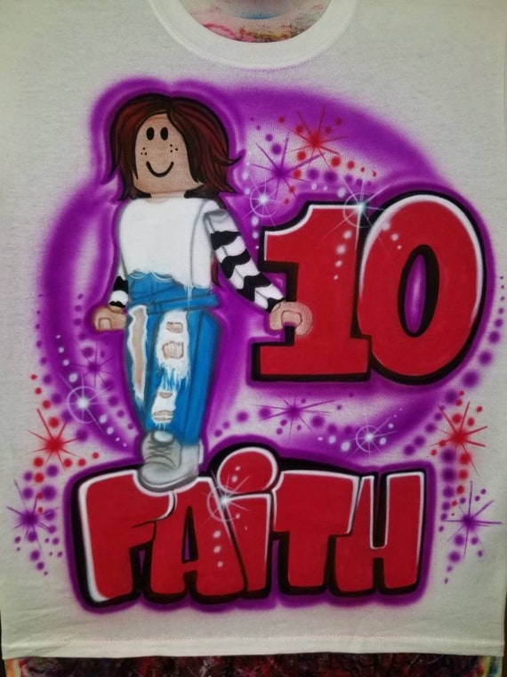 Personalized Custom Airbrushed Roblox Avatar Birthday Shirt Etsy