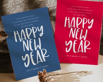 Frohes neues Jahr 2021 Grußkarte, Happy Holidays Karte, Weihnachtskarte, frohe Neujahrs-Zitat-Karte, Umschlag & Aufkleber enthalten