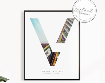 Vienna Austria Print  |  Vienna Travel Print  |   Vienna Coordinates Print  |   Travel Poster  |  Austria Wall Art