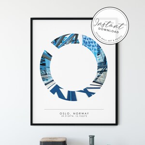 Oslo Print  |  Oslo Norway Travel Print  |   Oslo Coordinates Print  |   Travel Poster  |  Oslo, Norway Wall Art