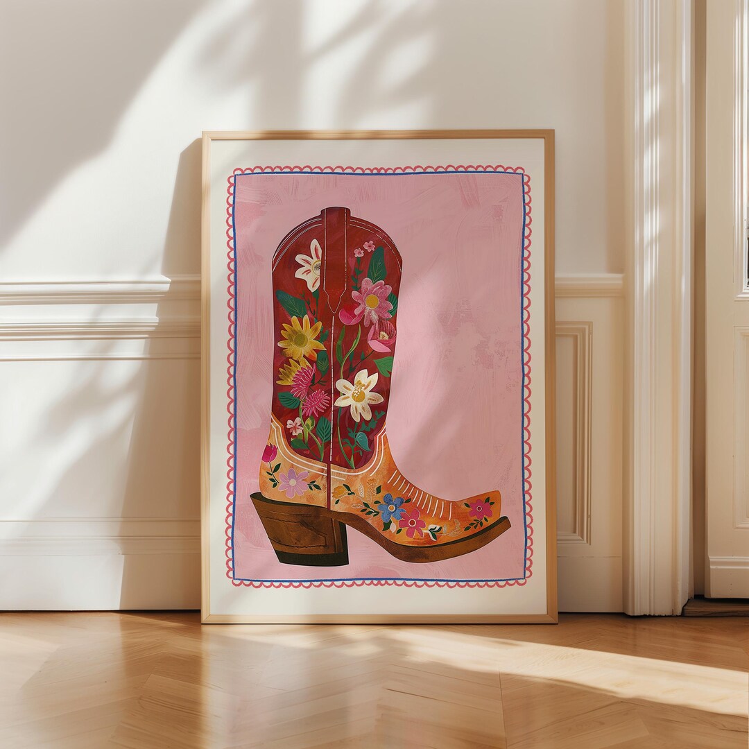Cowboy Boots Print, Southern Wall Art Poster, Rodeo Vintage Western ...