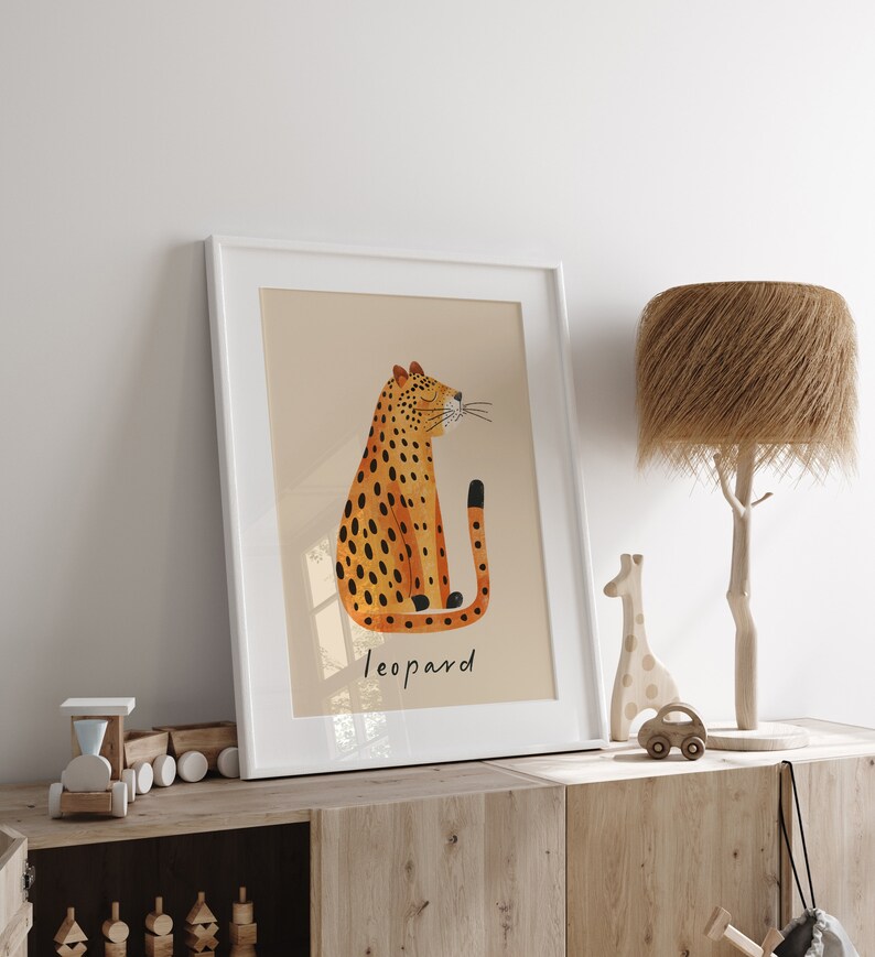 Leopard Nursery Prints, Leopard poster, Children's Animal Print, Nursery Wall Art, Cute Animal prints, Trendy kids room decor