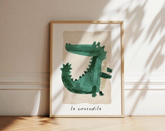 Crocodile Nursery Prints, crocodile poster, Children's Animal Print, Nursery Wall Art, Jungle wild Cute Animal print, Trendy kids room decor