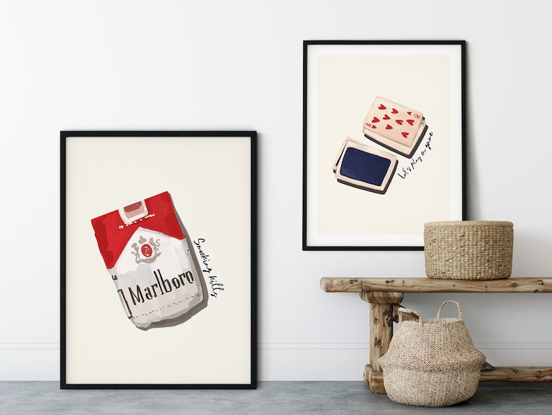 Playing cards Print Poster, Retro Playing Cards Wall Art, board games lover gift, Bar decor poster, Game Room Wall Art, Game night poster