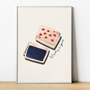 Playing cards Print Poster, Retro Playing Cards Wall Art, board games lover gift, Bar decor poster, Game Room Wall Art, Game night poster