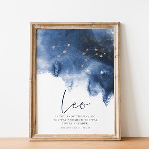 Leo Zodiac poster, Leo Constellation Print, Room decor poster, Birthday Gift quote Zodiac birth Month, Star Sign motto, Horoscope Leo Quote