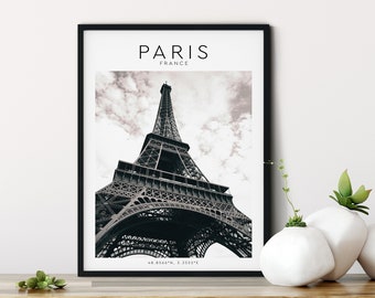 Eiffel Tower, Eiffel Tower Photography, Eiffel Tower Poster, Paris coordinates poster, Paris Wall Art, Wall Art Home Decor, France Travel