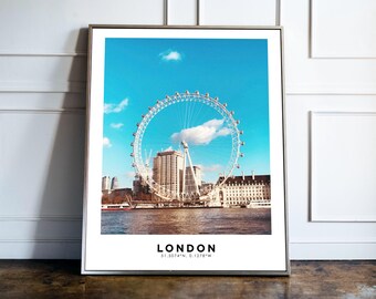 London Print Poster, London Eye Coordinates Poster, Travel Home decor print, London Home Decor, London Gift, Travel Gift print, UK Poster