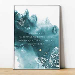 Butterfly Transformation, Caterpillar Print, Zen Wall Art, Inspirational Poster, Art Wall Decor, Motivational Quote, Nursery Wall Hanging