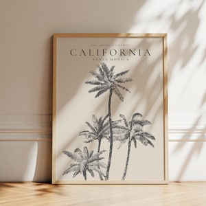 California Poster, Los Angeles Beach Print, Cali Wall Art, beach house decor, Santa Monica print, coastal wall art, modern print Poster art