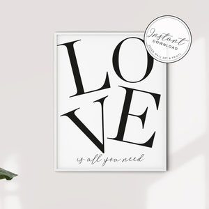 Liebe ist alles, was du brauchst Poster | Poster | Liebe Poster | Love Typografie Wandkunst