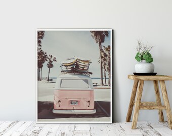 Combi Van Print, Retro van print, Retro beach Surf Van Print, Surf Beach Print, Surf Poster, California Wall Art, Beach decor, Surf Decor