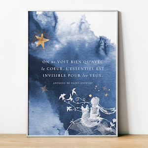 Mały Książę, Francuski Plakat Le Petit Prince, FRANCUSKI cytat Plakat, Sztuka Ścienna Dom, Motywujący Cytat, Dekoracja pokoju dziecięcego Plakat