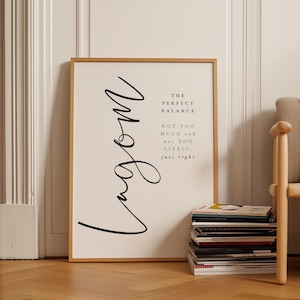 LAGOM Print poster, Inspirational Life Definition Print, Swedish,Scandinavian Print, Scandi Aesthetic house Wall Art Home trendy decor
