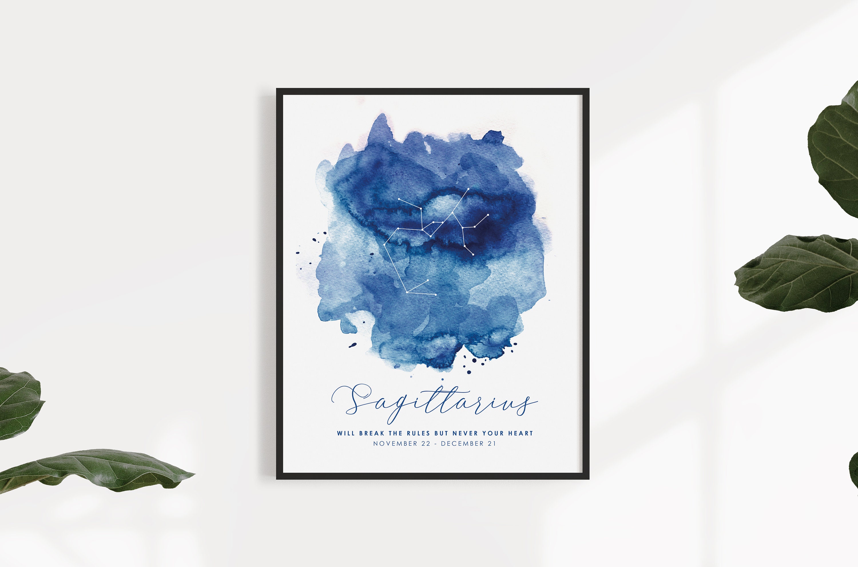 Personalised Zodiac Starsign Wall Art, Sagittarius Sign, Horoscope Zodiac Print, Personalised Constellation Art Print, Zodiac Nursery Gift
