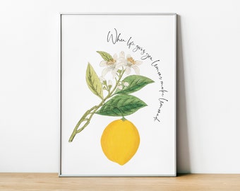 Wenn das Leben Ihnen Zitronen gibt, machen Sie Limonade, Küche & Esszimmer Wanddekor, Küchendruck, Esszimmer Wanddekor, Bardekor, Zitronen Druck, Neues Zuhause
