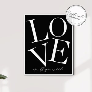 Liebe ist alles, was du brauchst Poster | Poster | Liebe Poster | Love Typografie Wandkunst