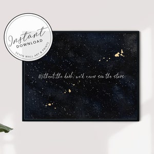 Without the dark we would never see the stars   |  Inspirational Quote   |  Motivational Quote   |  Typography Poster   |  Stars quote