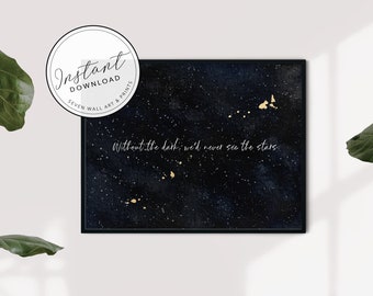 Without the dark we would never see the stars   |  Inspirational Quote   |  Motivational Quote   |  Typography Poster   |  Stars quote