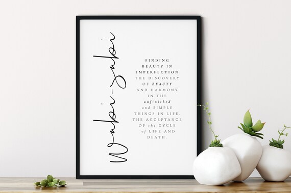 Wabi-Sabi Definition, Inspirational Poster, Japanese word Print, Japanese Gift , Inspirational Print, Life Beauty Quote, Simple quote