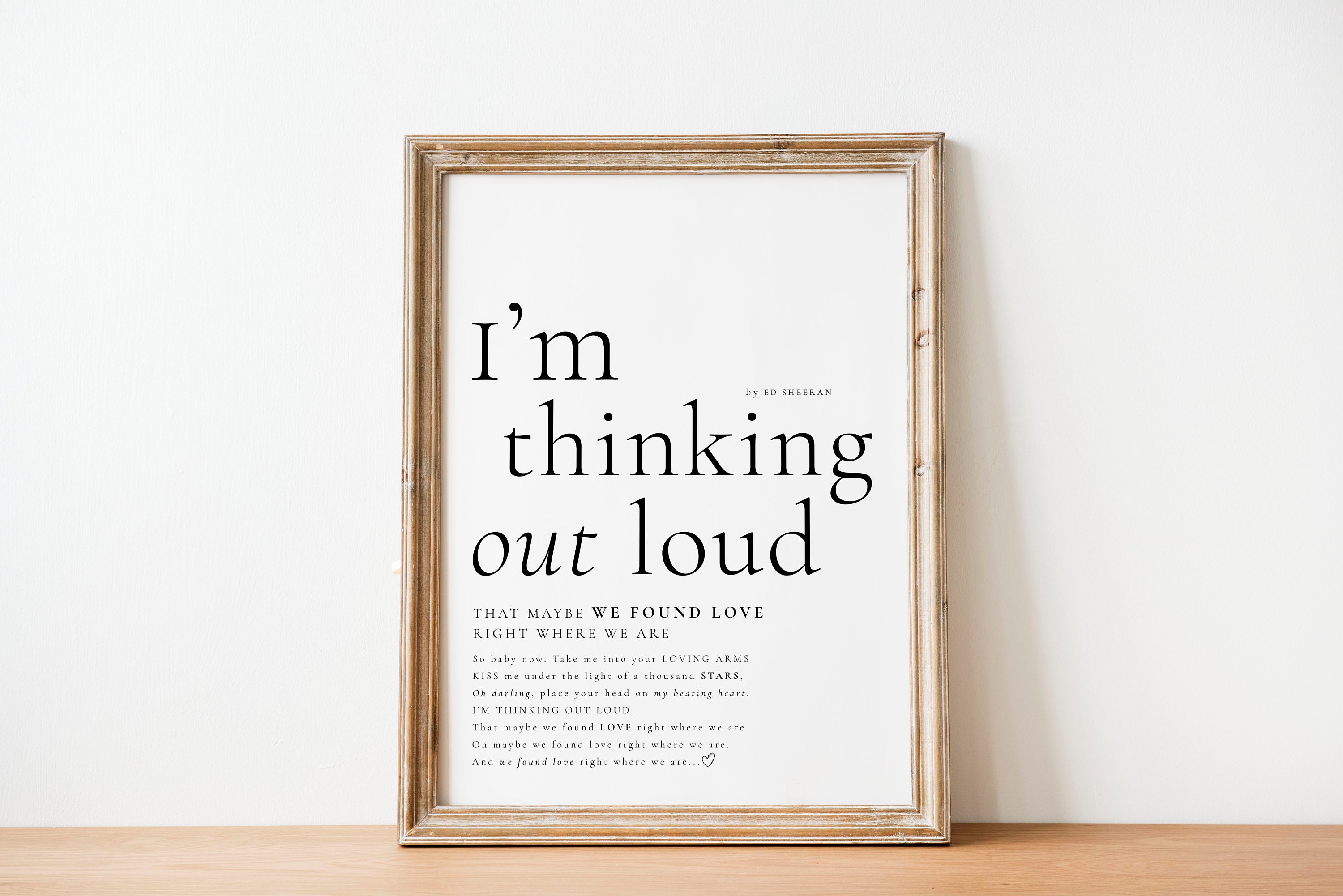 洋楽 Q of CLOSED CAPTION/THINKIN OUT LOUD Thinking Out Loud, Ed Sheeran, Song Lyric Print, First Dance