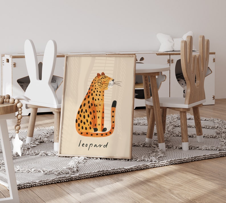 Leopard Nursery Prints, Leopard poster, Children's Animal Print, Nursery Wall Art, Cute Animal prints, Trendy kids room decor