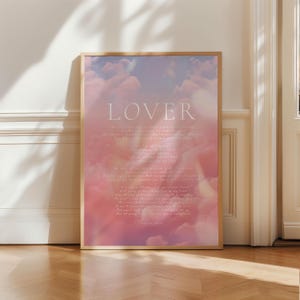 Impresión con la letra de Lover de Taylor Swift, regalo de Swiftie para dormitorio, decoración de dormitorio, decoración estética rosa de Swiftie, This Is Our Place, arte de pared de moda