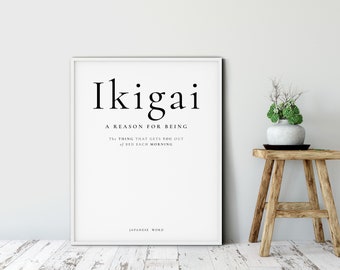 ikigai definition print, ikigai wall art, ikigai poster, Inspirational, Japanese word Print, Japanese Gift , Inspirational Japanese Decor
