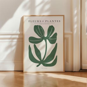 Les Fleurs print, Flower Market Print, Green Floral Print, Marché Fleurs, Botanical trendy Wall Art, flower wall decor, Floral Botanical Art